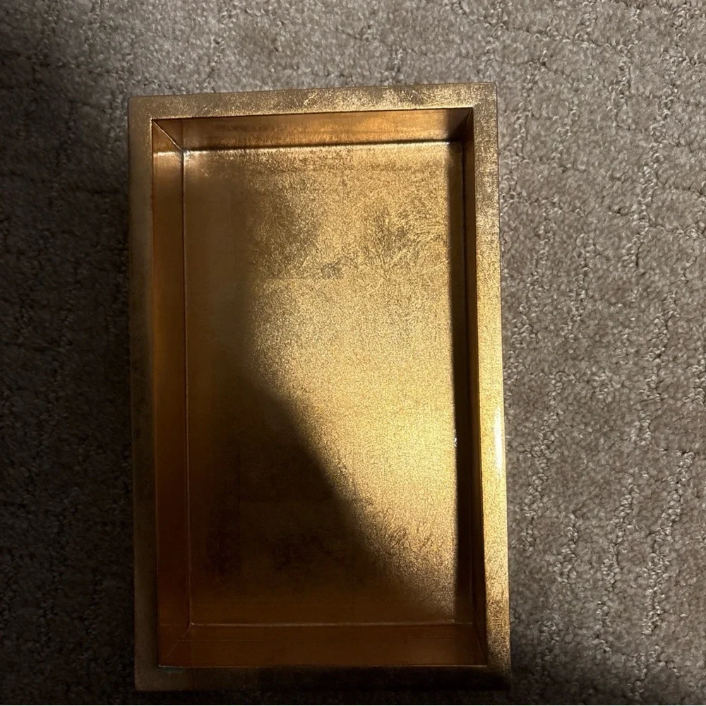 NWT Caspari Gold Lacquer Guest Towel Napkin Holder Gold Foil